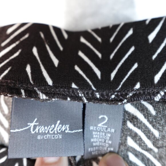Chico's fluid travelers pants 2 striped zig zag print choc chip white 18 - Picture 6 of 14